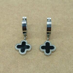 Stainless steel earrings , New with tags , Silver & Black